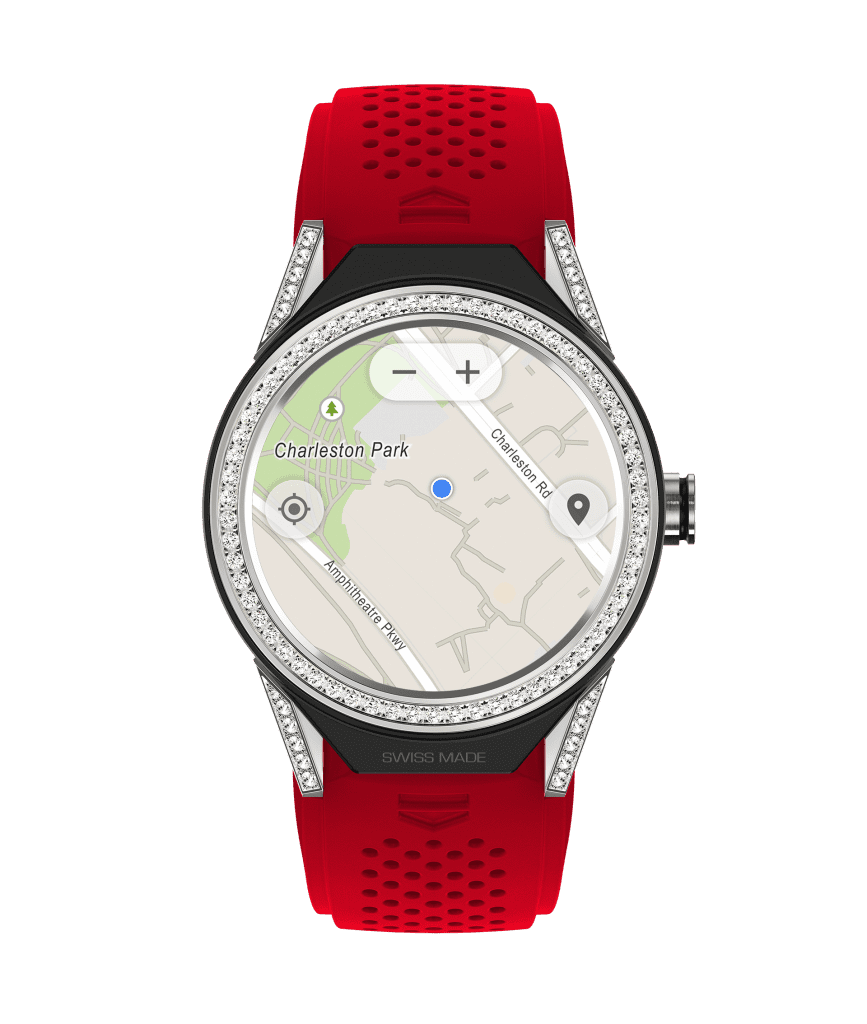 Tag heuer connected modular red rubber with diamond bezel wear os