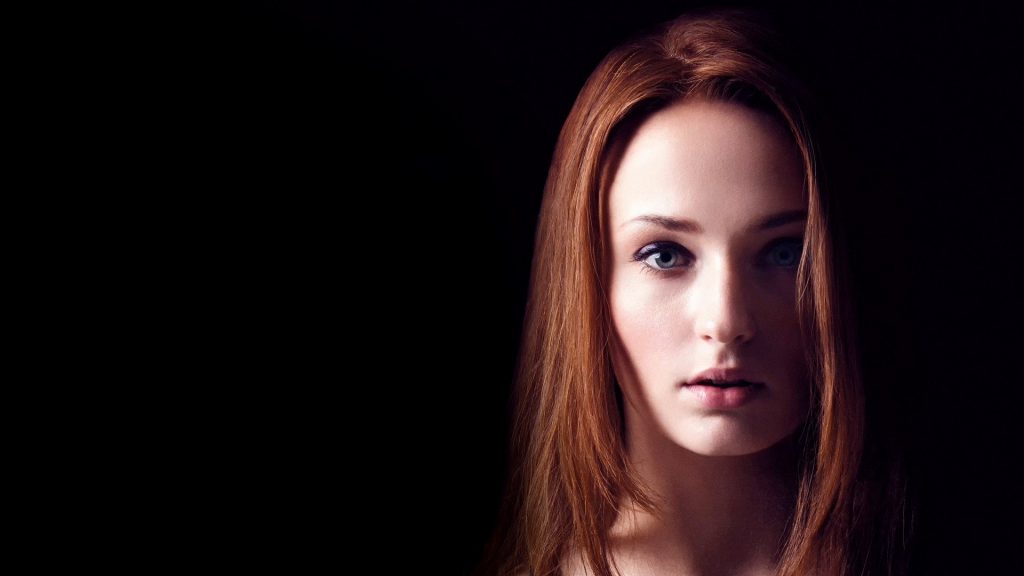 Black wallpaper of sophie turner