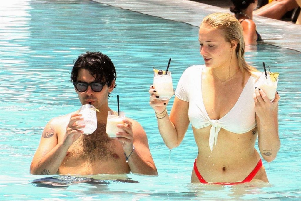 Sophie turner with joe jonas at pool