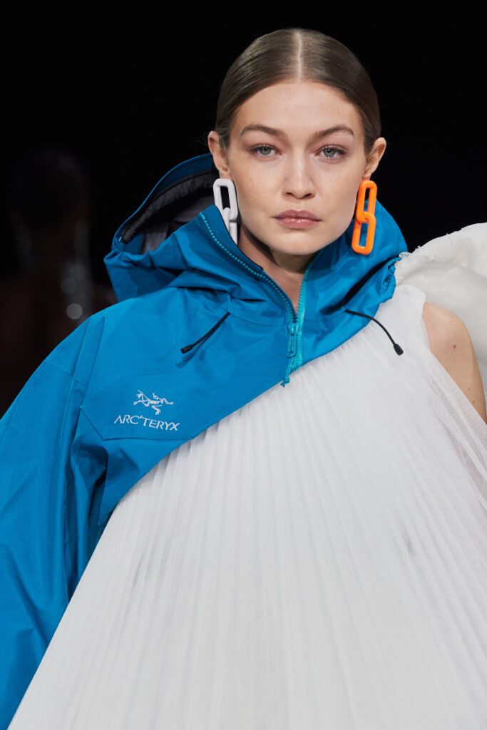 Gigi hadid modeling arcteryx jacket