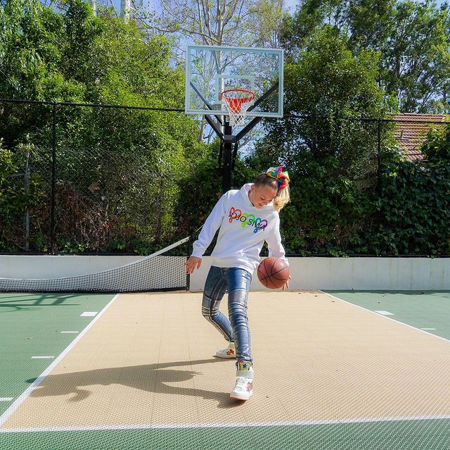 Playing basketball