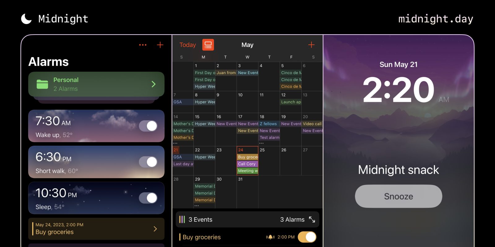 Hands on ‘midnight alarm packs powerful features that apples clock app