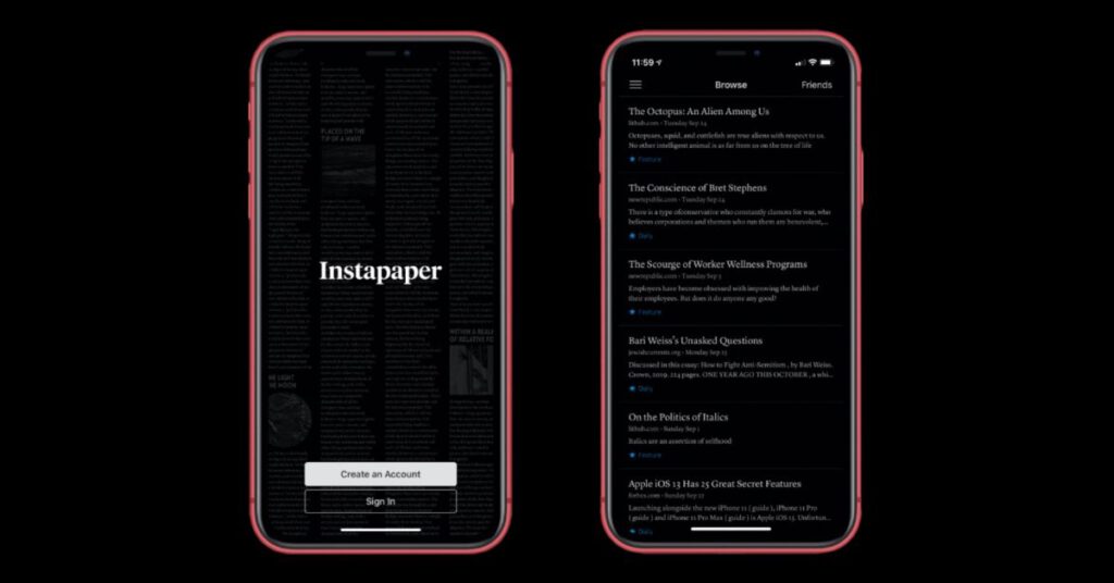 Instapaper dark mode