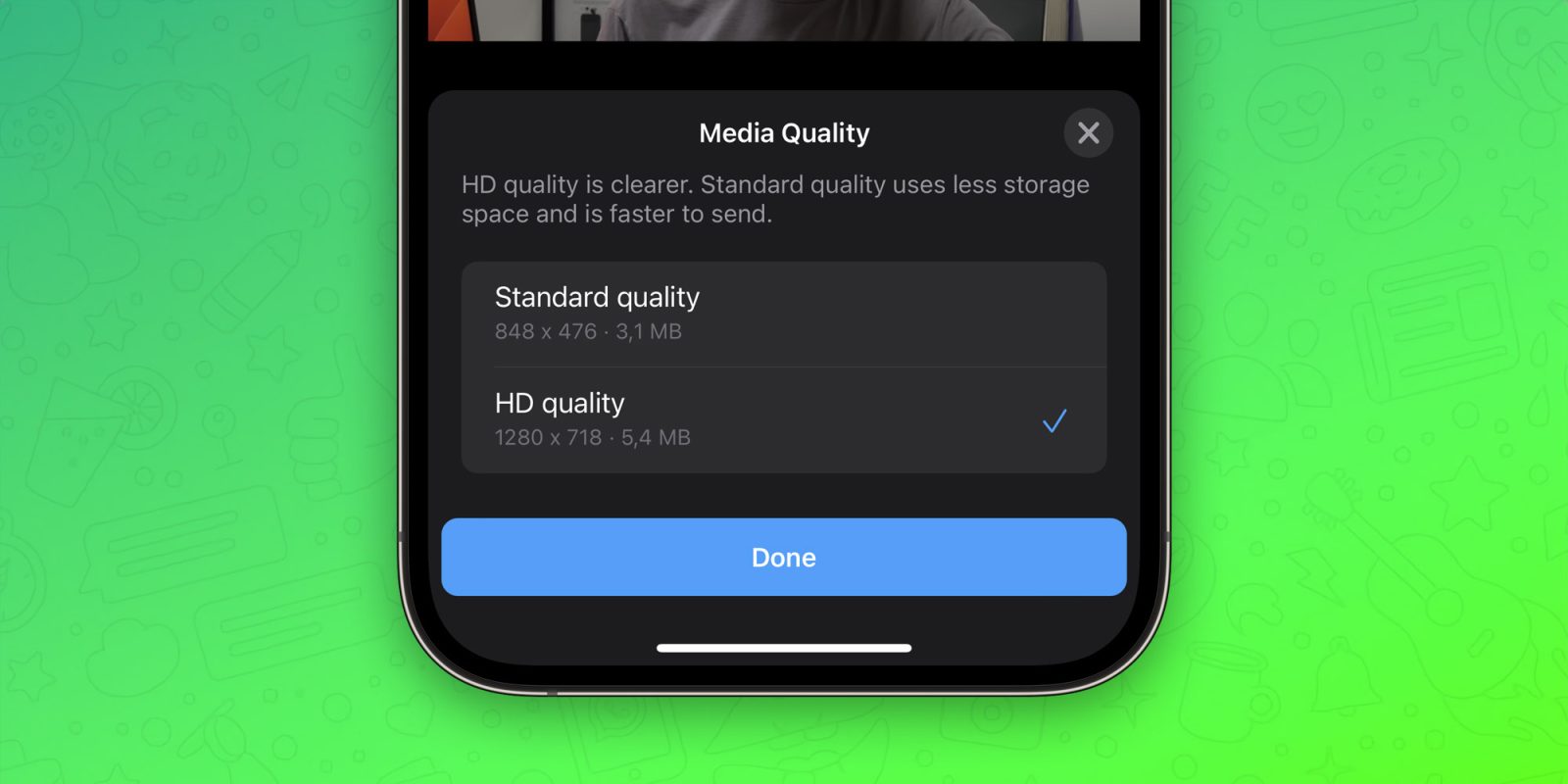 Following photos whatsapp now lets users send videos in hd